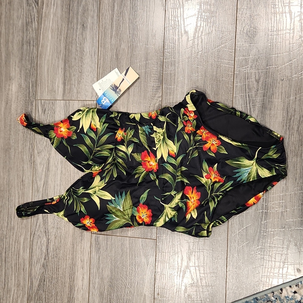 NWT Baltex Women's sz 10 Tropical Onepiece Swimsuit w/built-in bra